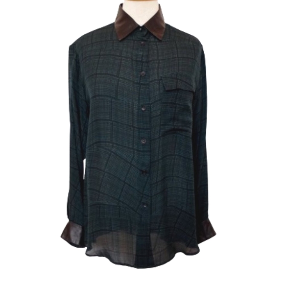 rag & bone Tops - Rag & Bone Silk & Leather Button Down shirt- Sz. 0